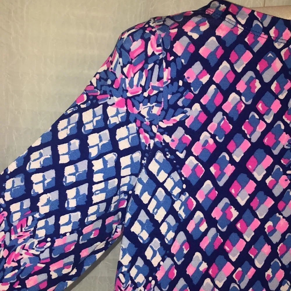 Lilly Pulitzer 8 Pineapple Geometrical Quarter Sleeve Shift Sophie Dress